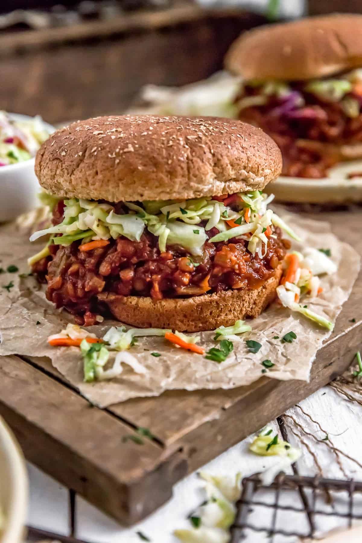 Two Vegan BBQ Lentil Sloppy Joes